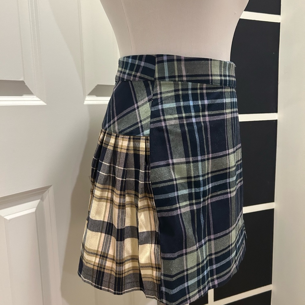 Plaid Women's Skirt in Navy and Beige